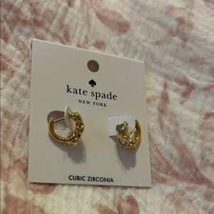 Kate Spade Something Sparkly Spade Huggies Earrings NEW